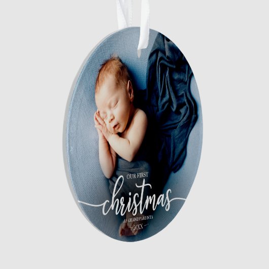 Onze eerste kerst als grootouders Elegant Foto Ornament (voorkant)