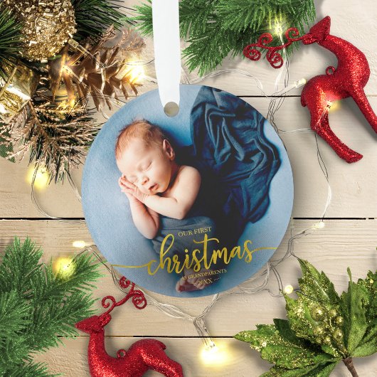 Onze eerste kerst als grootouders Elegant Foto Ornament