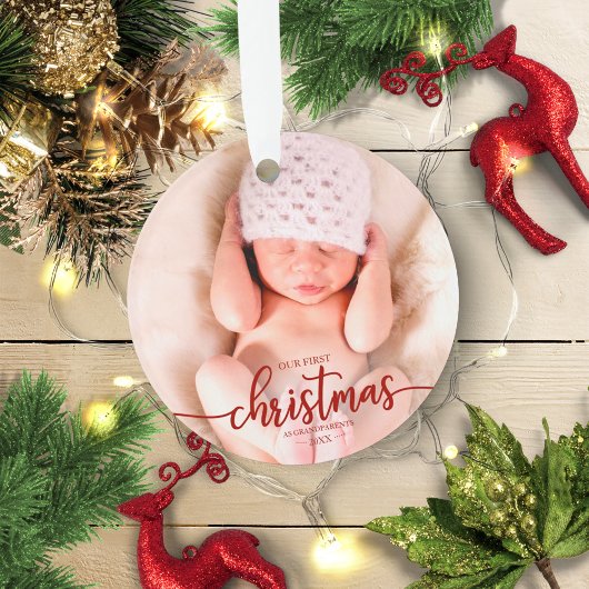 Onze eerste kerst als grootouders Elegant Foto Ornament