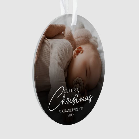 Onze eerste kerst als grootouders Elegant Foto Ornament (voorkant)