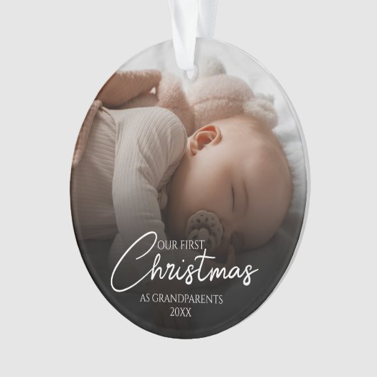 Onze eerste kerst als grootouders Elegant Foto Ornament (voorkant)