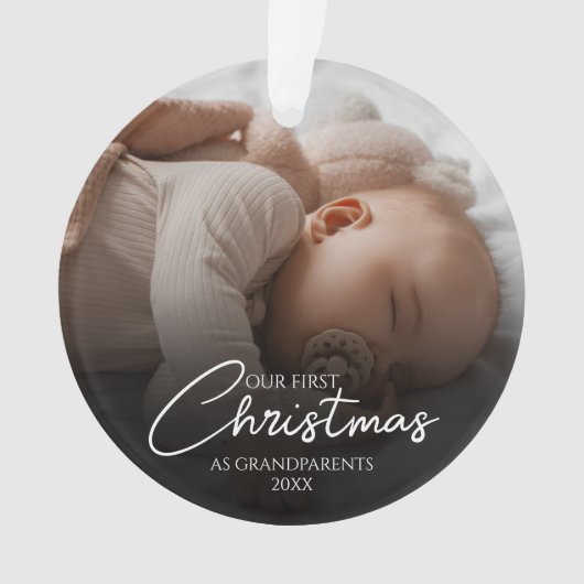 Onze eerste kerst als grootouders Elegant Foto Ornament (voorkant)