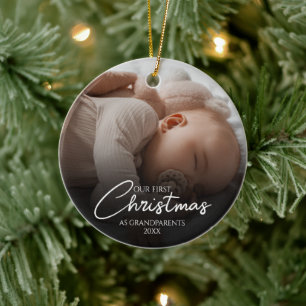 Onze Eerste Kerst Als Grootouders Elegante Foto Keramisch Ornament