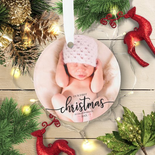 Onze eerste kerst als grootouders Elegante foto Ornament