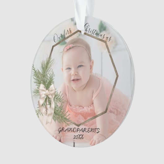 Onze eerste kerst als grootouders | Foto Baby Ornament (voorkant)