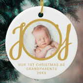 Onze eerste kerst als grootouders foto goud keramisch ornament
