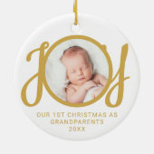 Onze eerste kerst als grootouders foto goud keramisch ornament (Achterkant)