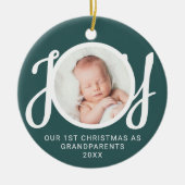 Onze eerste kerst als grootouders Foto Groen Keramisch Ornament (Voorkant)