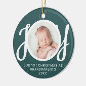 Onze eerste kerst als grootouders Foto Groen Keramisch Ornament (Links)