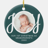 Onze eerste kerst als grootouders Foto Groen Keramisch Ornament (Achterkant)