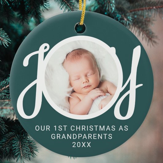 Onze eerste kerst als grootouders Foto Groen Keramisch Ornament