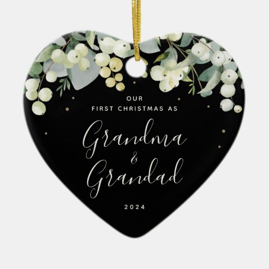 Onze eerste kerst als grootouders Foto Hart Keramisch Ornament (Voorkant)