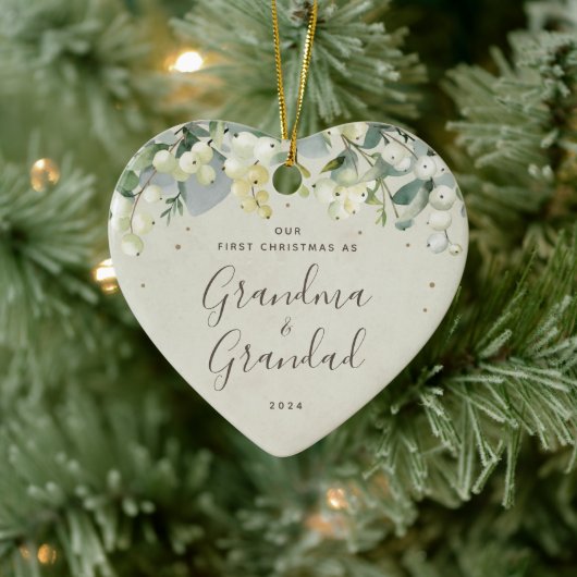 Onze Eerste Kerst als Grootouders Foto Hart Keramisch Ornament (Boom)