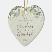 Onze Eerste Kerst als Grootouders Foto Hart Keramisch Ornament (Links)