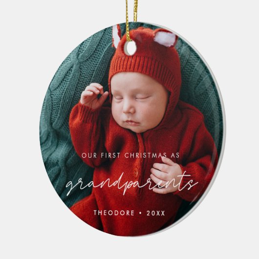 Onze eerste kerst als grootouders Foto Keramisch Ornament (Links)