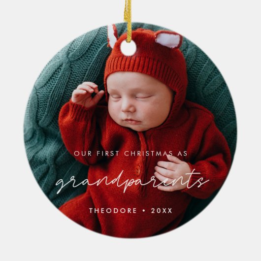 Onze eerste kerst als grootouders Foto Keramisch Ornament (Achterkant)