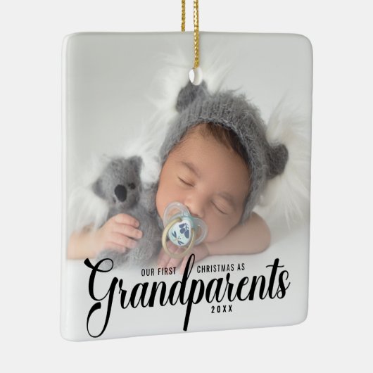 Onze eerste kerst als grootouders Foto Keramisch Ornament (Rechts)