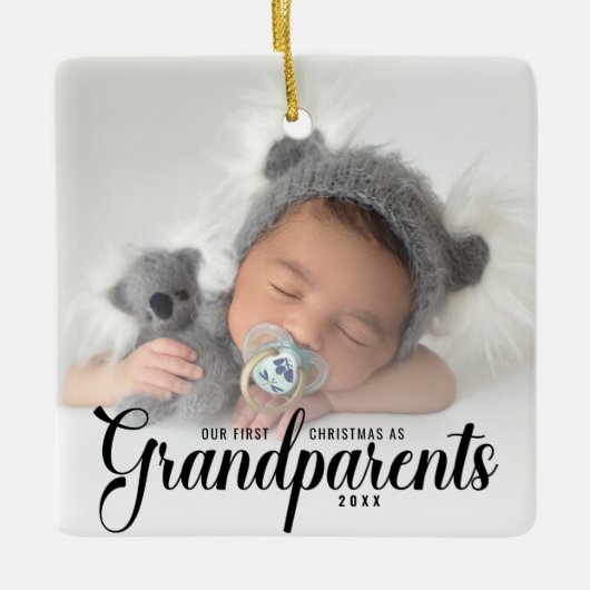 Onze eerste kerst als grootouders Foto Keramisch Ornament (Voorkant)