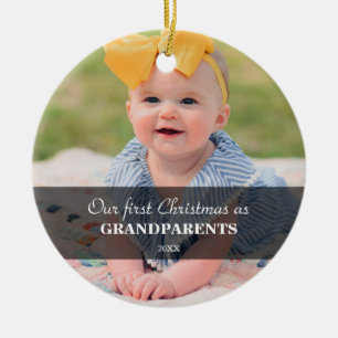 Onze eerste kerst als grootouders foto kunst keramisch ornament