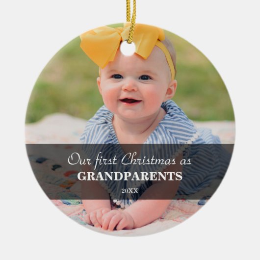 Onze eerste kerst als grootouders foto kunst keramisch ornament (Voorkant)