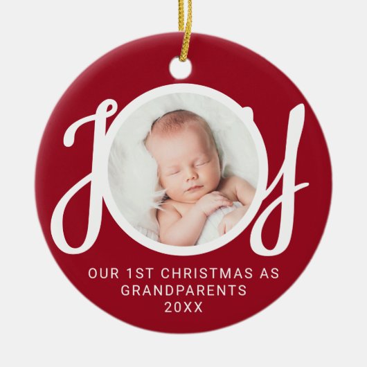 Onze eerste kerst als grootouders Foto rood Keramisch Ornament (Voorkant)