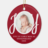 Onze eerste kerst als grootouders Foto rood Keramisch Ornament (Links)
