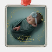 Onze eerste kerst als grootouders Foto-versiering Metalen Ornament (Voorkant)
