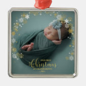 Onze eerste kerst als grootouders Foto-versiering Metalen Ornament (Voorkant)
