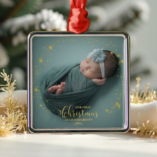 Onze eerste kerst als grootouders Foto-versiering Metalen Ornament
