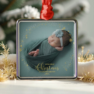 Onze eerste kerst als grootouders Foto-versiering Metalen Ornament