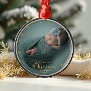 Onze eerste kerst als grootouders Foto-versiering Metalen Ornament