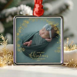 Onze eerste kerst als grootouders Foto-versiering Metalen Ornament