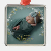 Onze eerste kerst als grootouders Foto-versiering Metalen Ornament (Voorkant)