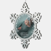 Onze eerste kerst als grootouders Foto-versiering Tin Sneeuwvlok Ornament (Rechts)