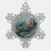 Onze eerste kerst als grootouders Foto-versiering Tin Sneeuwvlok Ornament (Voorkant)
