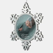 Onze eerste kerst als grootouders Foto-versiering Tin Sneeuwvlok Ornament (Rechts)