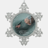 Onze eerste kerst als grootouders Foto-versiering Tin Sneeuwvlok Ornament (Voorkant)