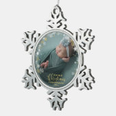 Onze eerste kerst als grootouders Foto-versiering Tin Sneeuwvlok Ornament (Rechts)
