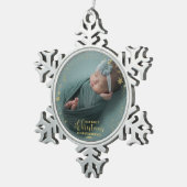 Onze eerste kerst als grootouders Foto-versiering Tin Sneeuwvlok Ornament (Rechts)