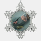 Onze eerste kerst als grootouders Foto-versiering Tin Sneeuwvlok Ornament (Voorkant)