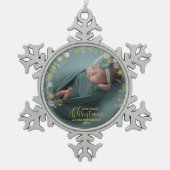 Onze eerste kerst als grootouders Foto-versiering Tin Sneeuwvlok Ornament (Voorkant)