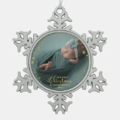 Onze eerste kerst als grootouders Foto-versiering Tin Sneeuwvlok Ornament (Voorkant)