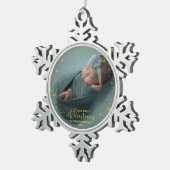 Onze eerste kerst als grootouders Foto-versiering Tin Sneeuwvlok Ornament (Rechts)