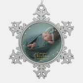 Onze eerste kerst als grootouders Foto-versiering Tin Sneeuwvlok Ornament (Voorkant)