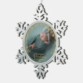 Onze eerste kerst als grootouders Foto-versiering Tin Sneeuwvlok Ornament (Rechts)