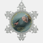 Onze eerste kerst als grootouders Foto-versiering Tin Sneeuwvlok Ornament (Voorkant)