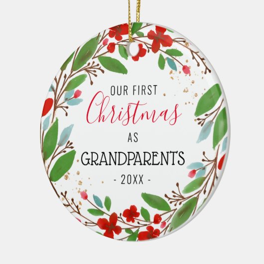 Onze eerste kerst als grootouders | Foto Wreath Keramisch Ornament (Links)