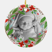 Onze eerste kerst als grootouders | Foto Wreath Keramisch Ornament (Achterkant)