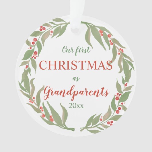Onze eerste kerst als grootouders | Foto Wreath Ornament (voorkant)