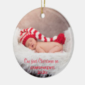 Onze eerste kerst als grootouders, fotofeestdag keramisch ornament (Links)